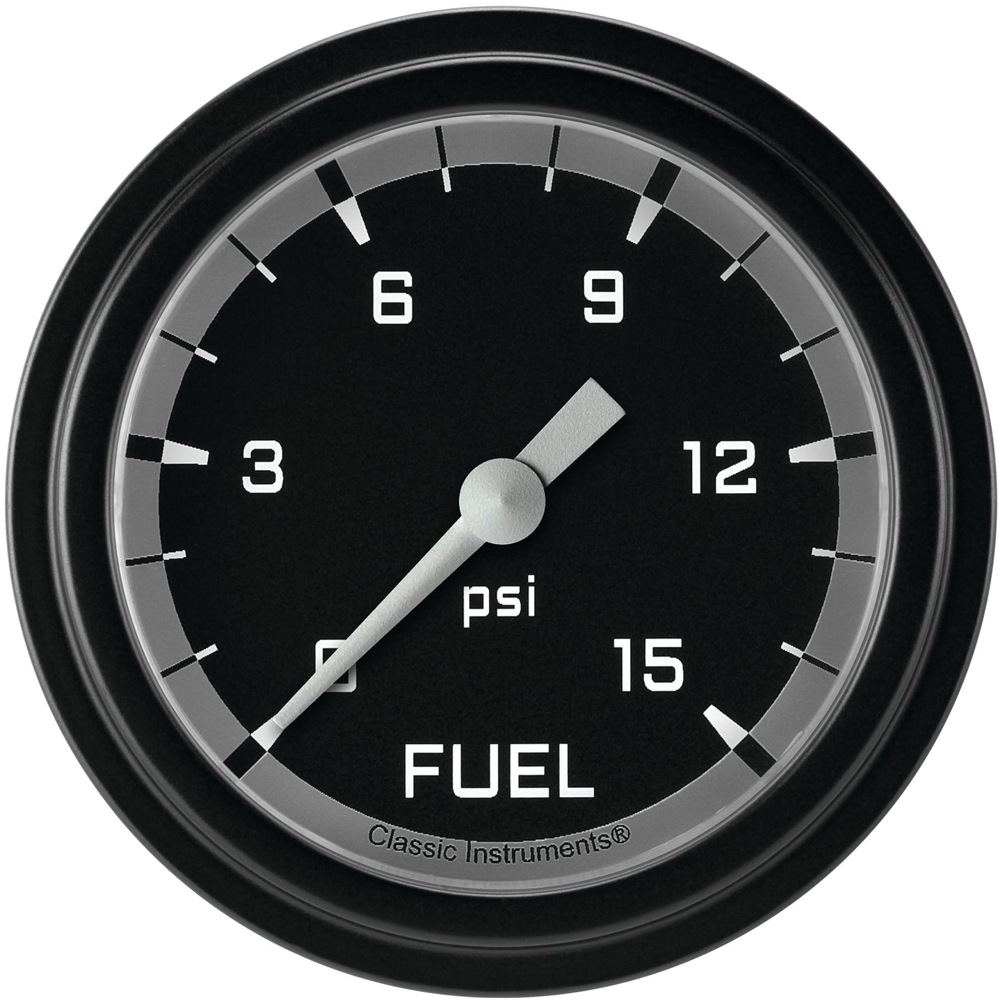 Classic Instruments AX345GBLF Autocross Gray 2 5/8" Fuel Pressure Gauge, 15 ps