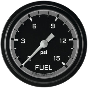 Classic Instruments AX345GBLF Autocross Gray 2 5/8" Fuel Pressure Gauge, 15 ps