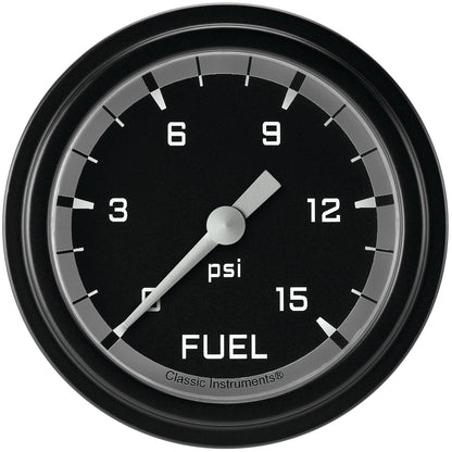 Classic Instruments AX345GBLF Autocross Gray 2 5/8" Fuel Pressure Gauge, 15 ps