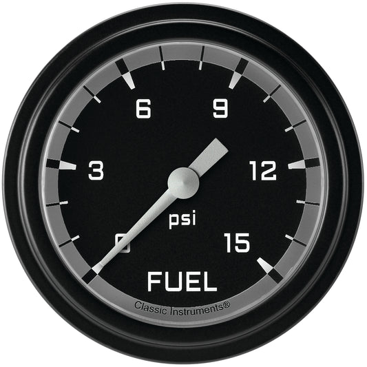 Classic Instruments AX345GBLF Autocross Gray 2 5/8" Fuel Pressure Gauge, 15 ps
