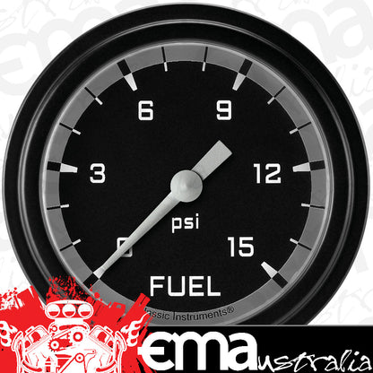 Classic Instruments AX345GBLF Autocross Gray 2 5/8" Fuel Pressure Gauge, 15 ps