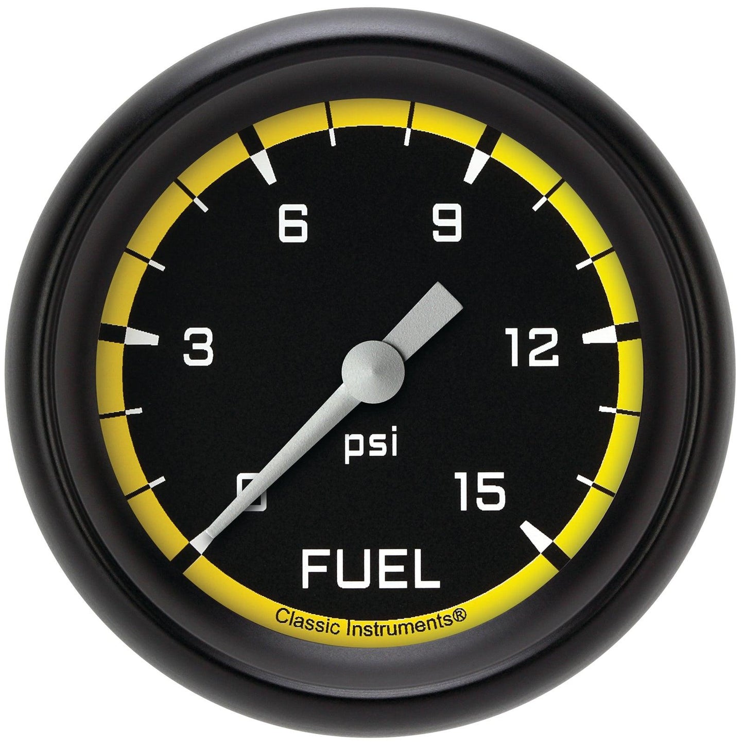 Classic Instruments AX345YBPF Autocross Yellow 2 5/8" Fuel Pressure Gauge, 15