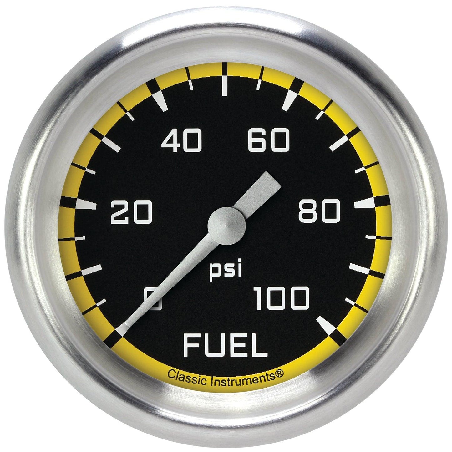 Classic Instruments AX346YAPF Autocross Yellow 2 5/8" Fuel Pressure Gauge, 100