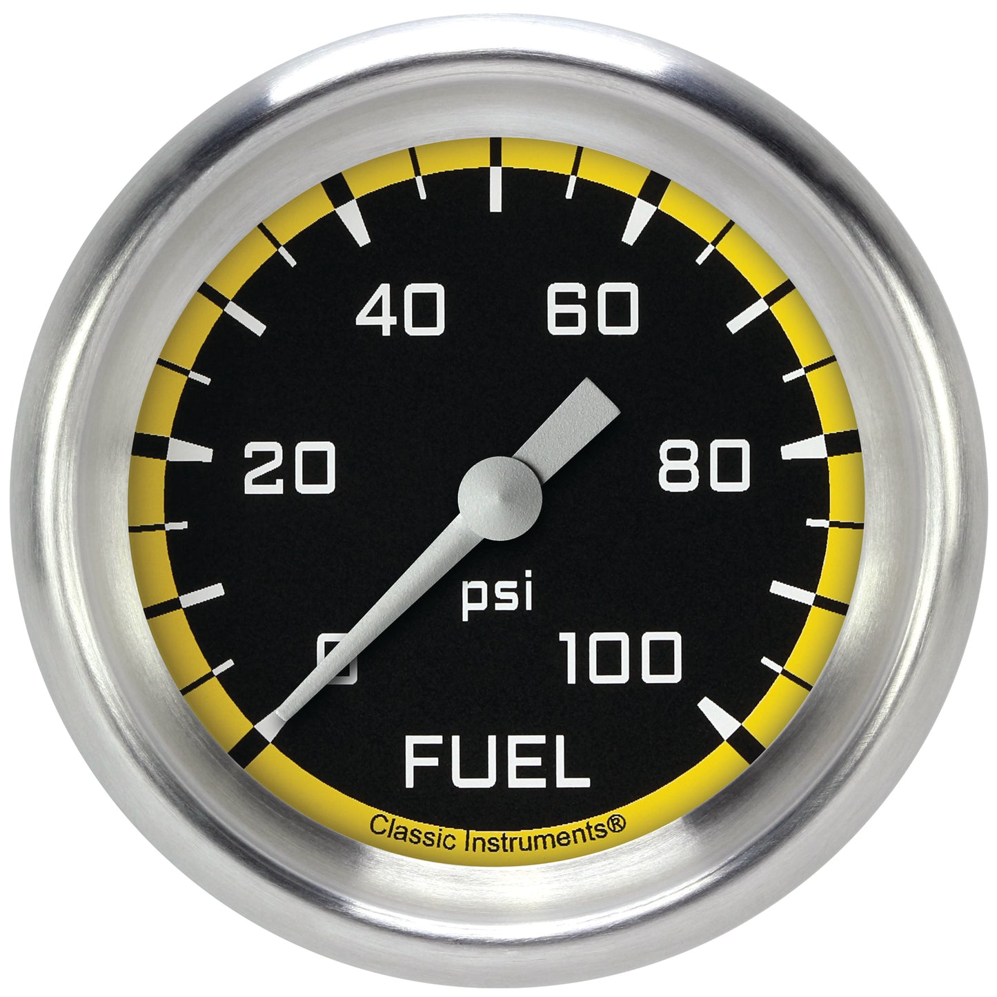 Classic Instruments AX346YAPF Autocross Yellow 2 5/8" Fuel Pressure Gauge, 100