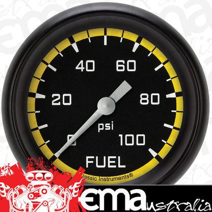 Classic Instruments AX346YBPF Autocross Yellow 2 5/8" Fuel Pressure Gauge, 100