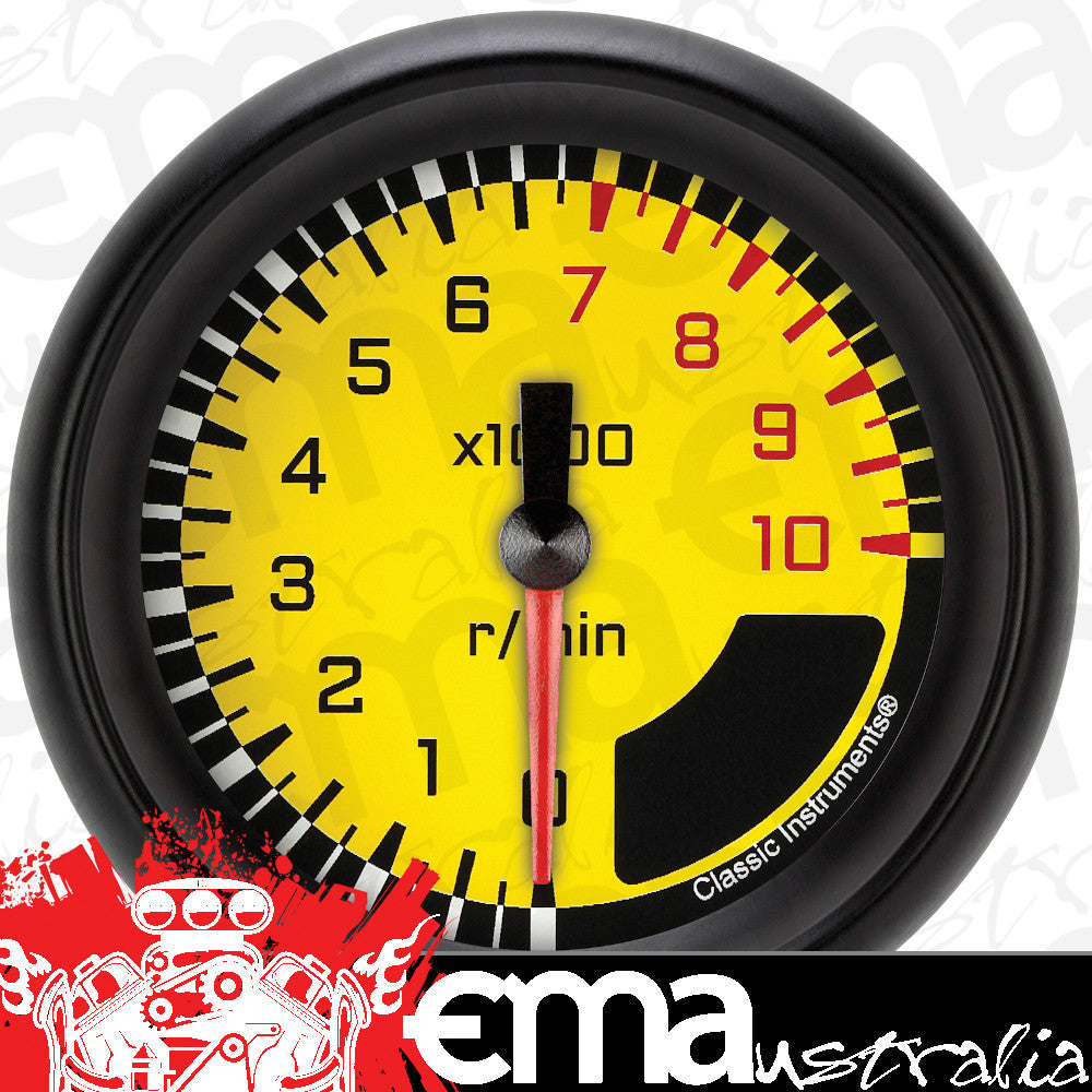 Classic Instruments AX383YBPF AutoCross Yellow 2 5/8" Tachometer