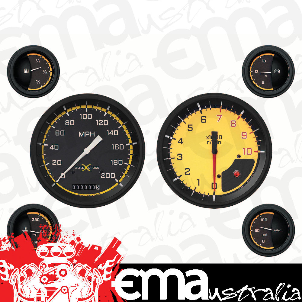 Classic Instruments AX51YBLF Autocross Yellow w/ Black Bezel 4 - 5/8" Speedo &