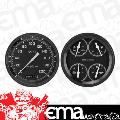 Classic Instruments AX52GBLF Autocross Grey w/ Black Bezel 4 - 5/8" Speedo & Qu