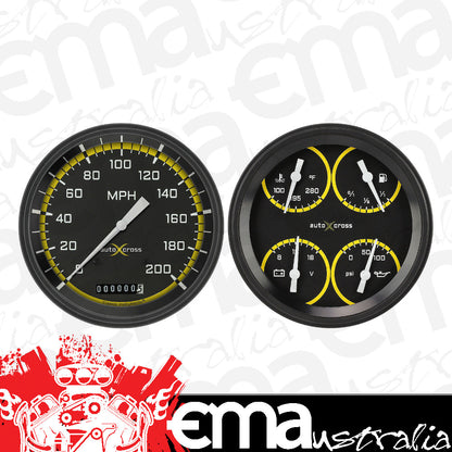 Classic Instruments AX52YBLF Autocross Yellow w/ Black Bezel 4 - 5/8" Speedo &