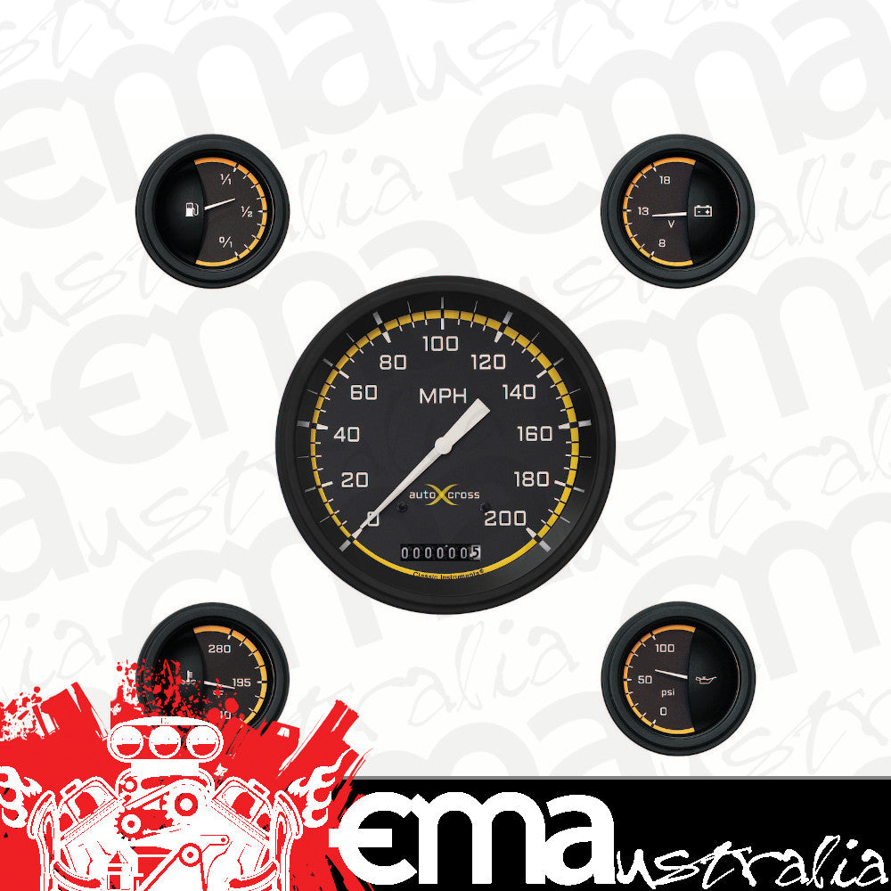Classic Instruments AX54YBLF Autocross Yellow w/ Black Bezel 4 - 5/8" Speedo, 2