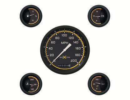 Classic Instruments AX54YBLF Autocross Yellow w/ Black Bezel 4 - 5/8" Speedo, 2