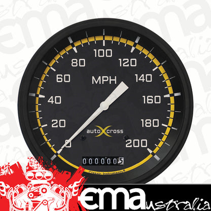 Classic Instruments AX56YBLF Autocross Yellow - Speedometer Gauge 4-5/8"