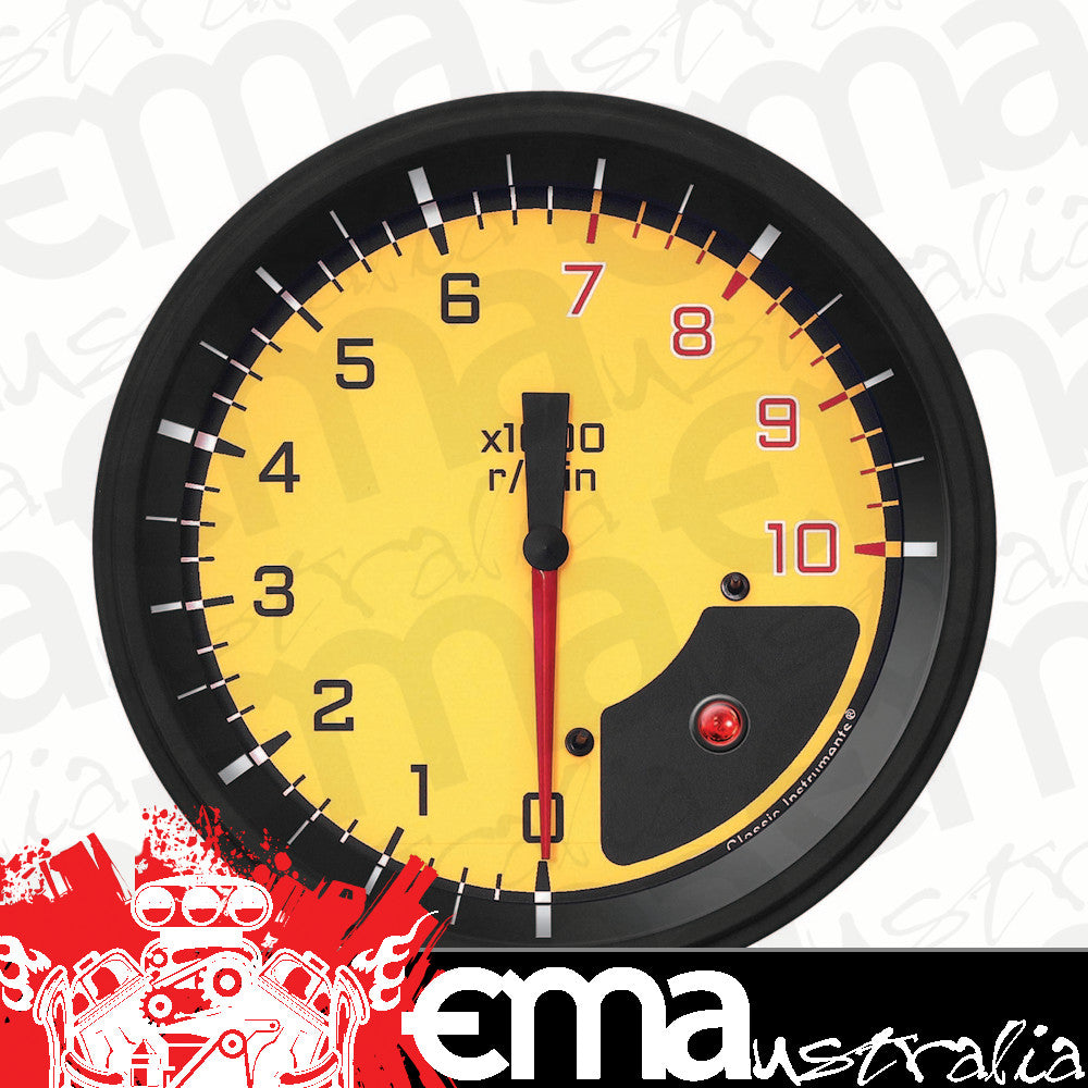 Classic Instruments AX71YBLF Autocross Yellow - Tachometer 8K RPM 4-5/8"