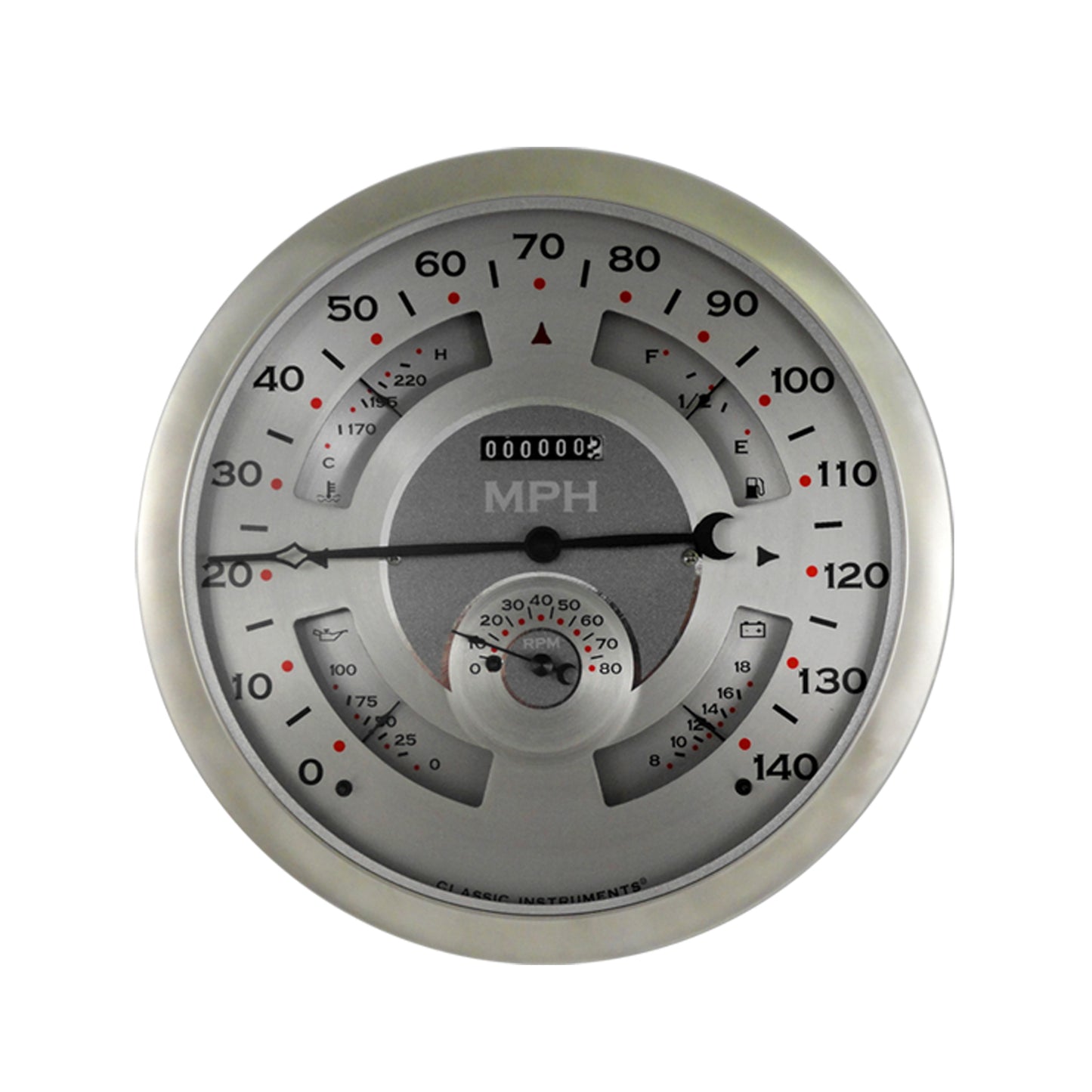 Classic Instruments BOGAW Big Ol' Gauge 7 5/8" Speedo, Tach, Fuel 240