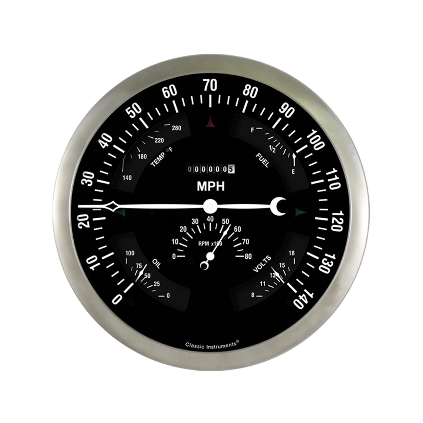 Classic Instruments BOGHR Big Ol' Gauge 7 5/8" Speedo, Tach, Fuel 240