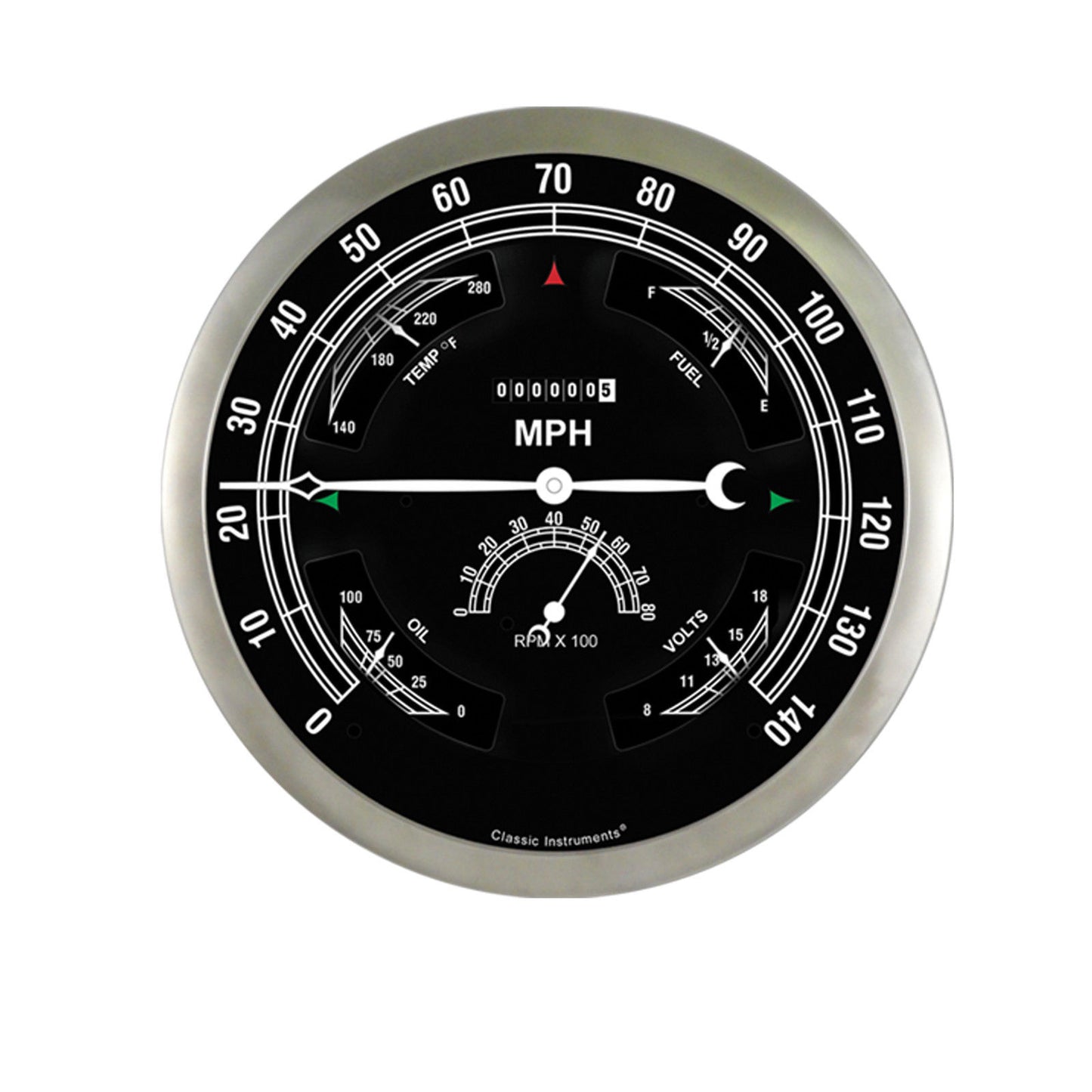 Classic Instruments BOGTR Big Ol' Gauge 7 5/8" Speedo, Tach, Fuel 240