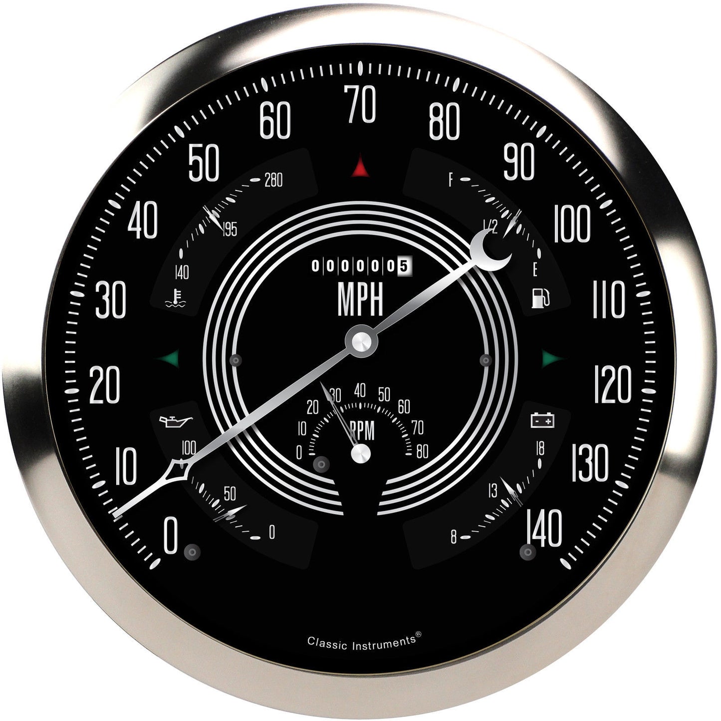 Classic Instruments BOGV8SR Big Ol' Gauge 7 5/8" Speedo, Tach, Fuel 240