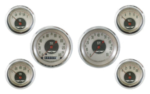 Classic Instruments CIAN01SHC American Nickel - 6 Gauge Set 3-3/8" Speedo & Tacho, 2-1/18" Fuel, Oil, Temp, Volts