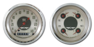 Classic Instruments CIAN02SHC American Nickel - 2 Gauge Set 3-3/8" Speedo & 3-3/8" Quad