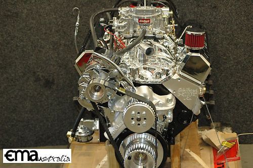 Engine Master Australia Chev383EdelbrockHeads Chev383Edelbrockheads EMA - Chevy 383 Vortec Complete Edelbrock Heads Silver/Black