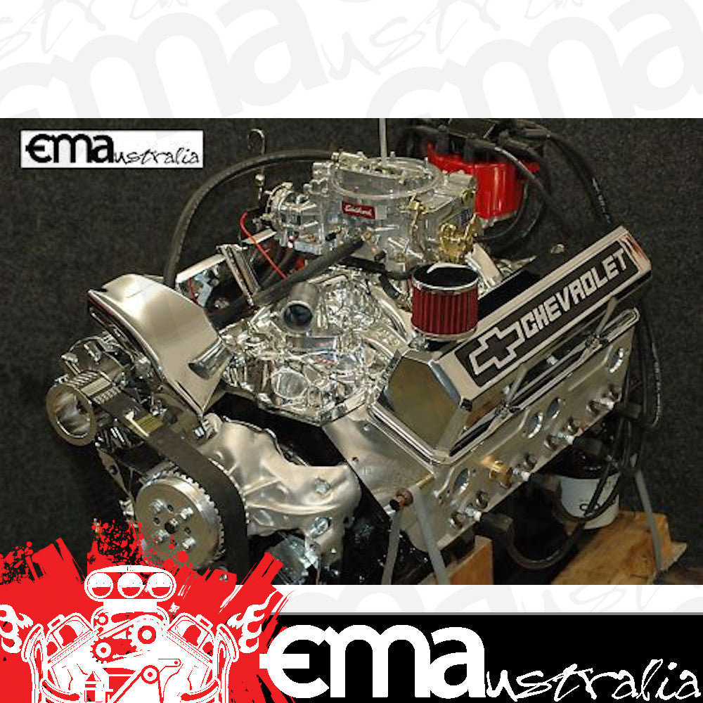 Engine Master Australia Chev383EdelbrockHeads Chev383Edelbrockheads EMA - Chevy 383 Vortec Complete Edelbrock Heads Silver/Black