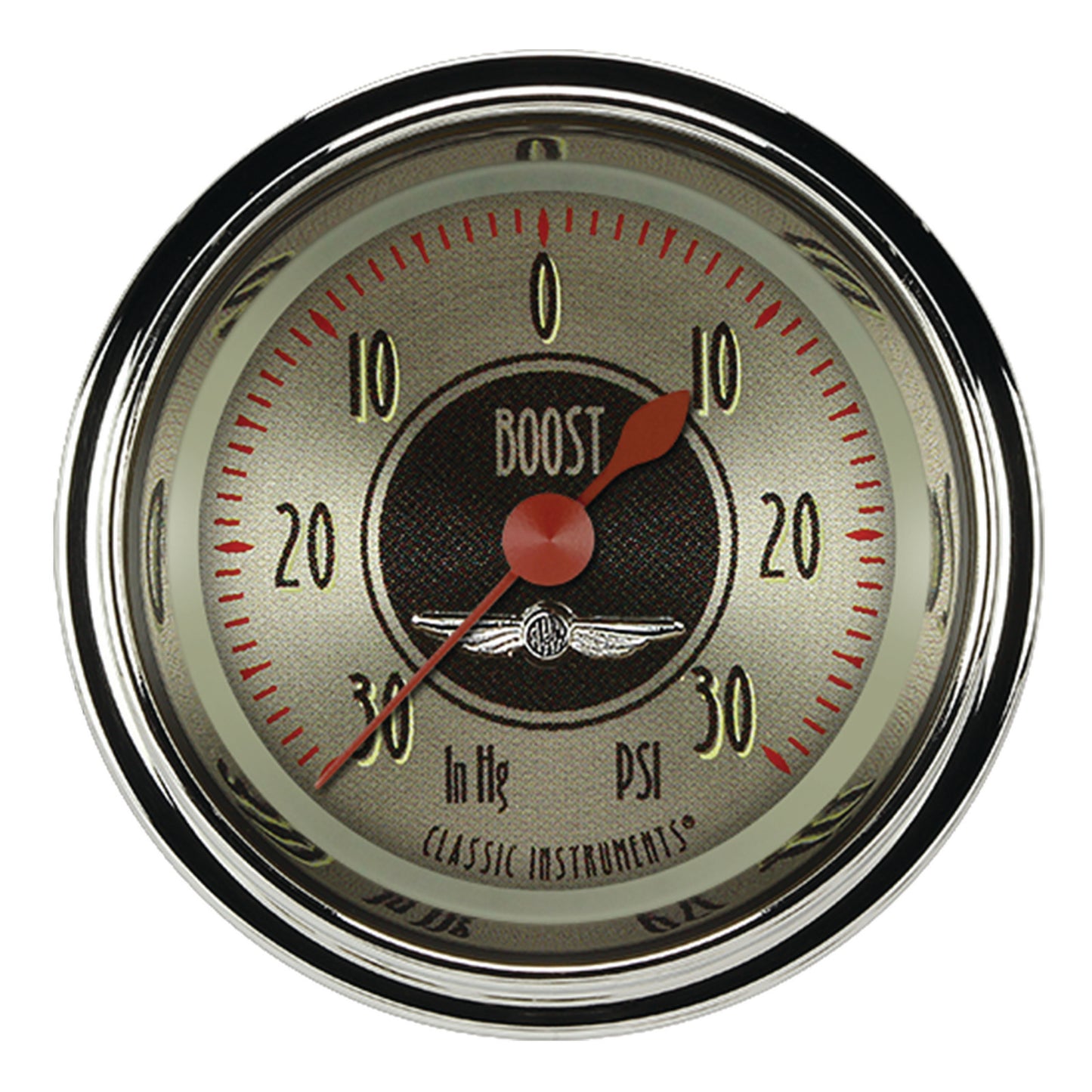 Classic Instruments CIAN141SHC American Nickel 2-1/8" Boost/Vacuum Gauge