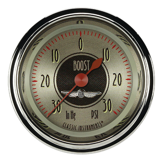 Classic Instruments CIAN141SHC American Nickel 2-1/8" Boost/Vacuum Gauge