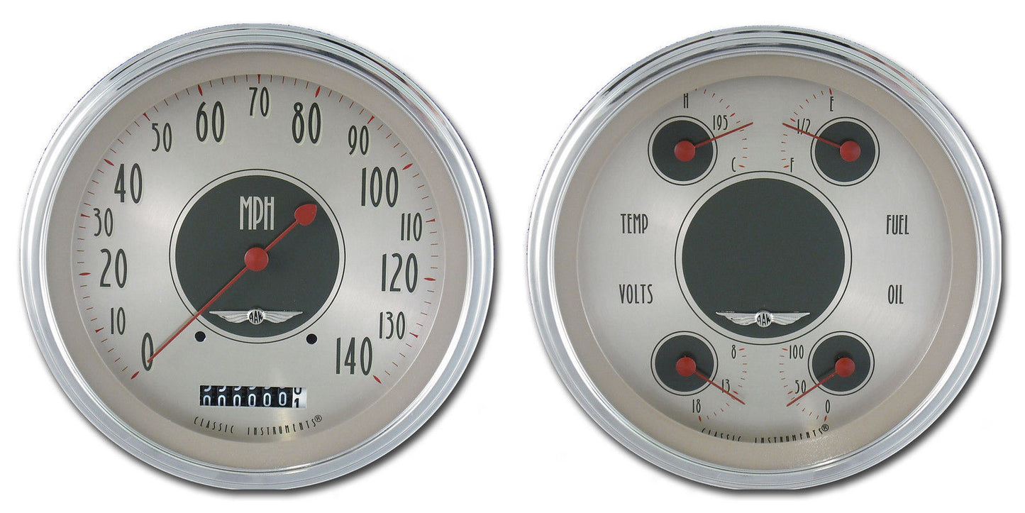Classic Instruments CIAN52SLC American Nickel 4 - 5/8" Speedo & Quad Gauges