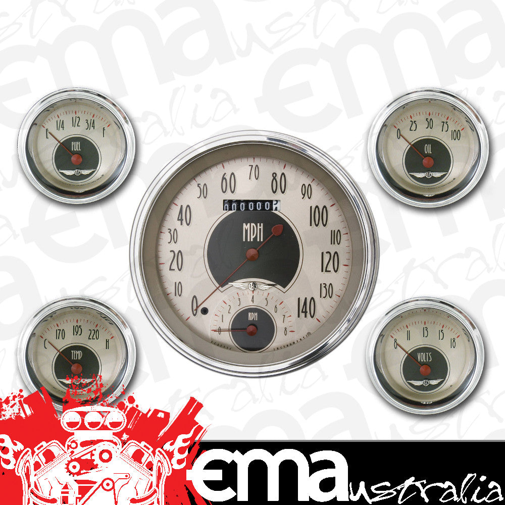 Classic Instruments CIAN65SLC American Nickel - 5 Gauge Set 4-5/8" Speedtachular & 2-1/8" Fuel, Oil, Temp, Volts