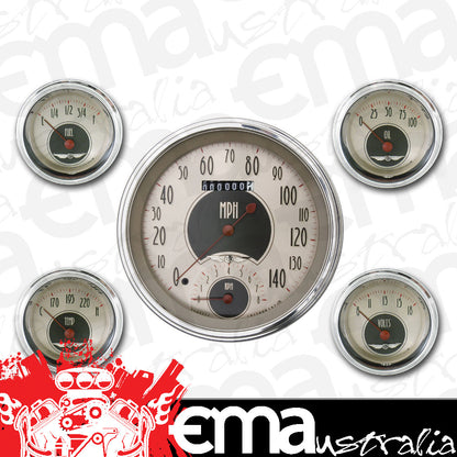 Classic Instruments CIAN65SLC American Nickel - 5 Gauge Set 4-5/8" Speedtachular & 2-1/8" Fuel, Oil, Temp, Volts