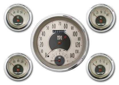 Classic Instruments CIAN65SLC American Nickel - 5 Gauge Set 4-5/8" Speedtachular & 2-1/8" Fuel, Oil, Temp, Volts