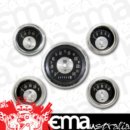 Classic Instruments CIAT00SHC American Tradition - 5 Gauge Set 3-3/8" Speedo, 2-1/18" Fuel, Oil, Temp, Volts