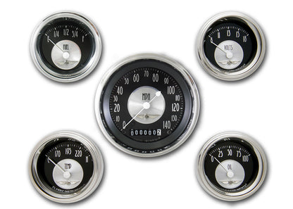 Classic Instruments CIAT00SHC American Tradition - 5 Gauge Set 3-3/8" Speedo, 2-1/18" Fuel, Oil, Temp, Volts