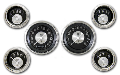 Classic Instruments CIAT01SHC American Tradition - 6 Gauge Set 3-3/8" Speedo & Tacho, 2-1/18" Fuel, Oil, Temp, Volts