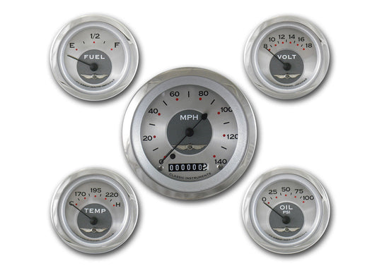 Classic Instruments CIAW00SRC CIAW00SHC All - American - 5 Gauge Set 3-3/8" Speedo, 2-1/18" Fuel, Oil, Temp, Volts