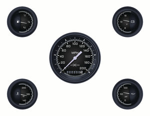 Classic Instruments CIAX00GBLF Autocross Grey - 5 Gauge Set 3-3/8" Speedo, 2-1/18" Fuel, Oil, Temp, Volts