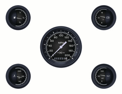 Classic Instruments CIAX00GBLF Autocross Grey - 5 Gauge Set 3-3/8" Speedo, 2-1/18" Fuel, Oil, Temp, Volts