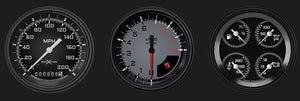 Classic Instruments CIAX03GBLF AutoCross Grey - 3 Gauge Set 3-3/8" Speedo, Tach & Dual