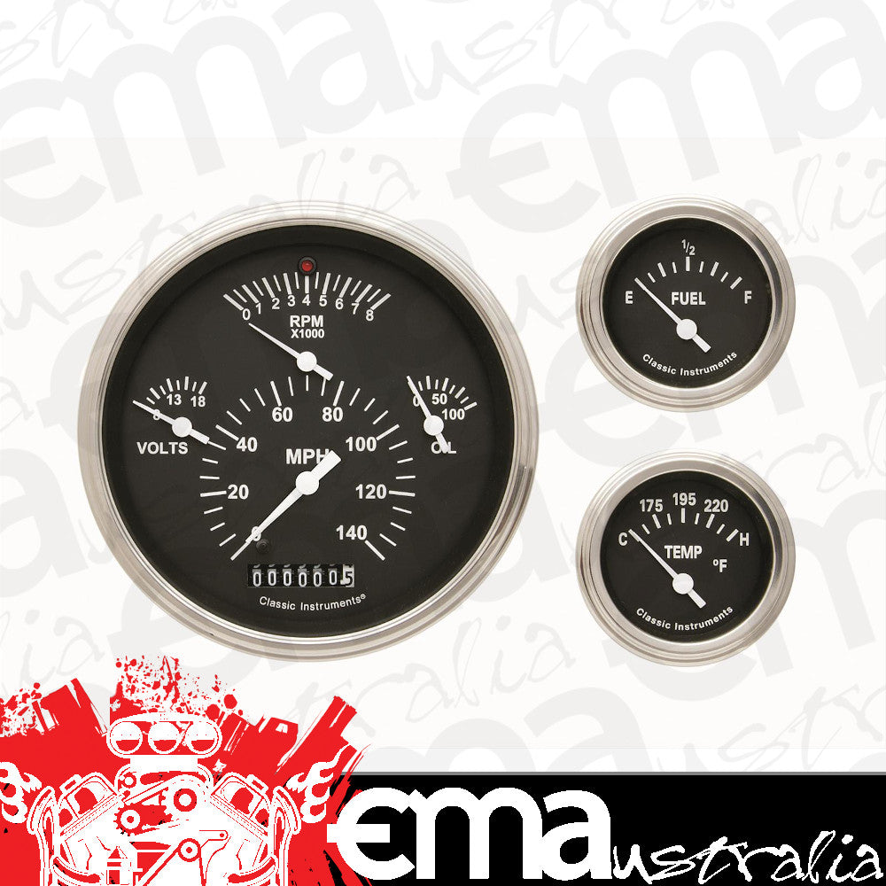Classic Instruments CICH01BSLF Black 1957 Chevy Package Gauge Set