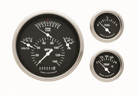 Classic Instruments CICH01BSLF Black 1957 Chevy Package Gauge Set