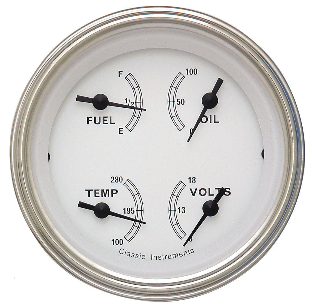 Classic Instruments | CICW76SLF | White - Quad Gauge 3-3/8" (240-33 OHM)