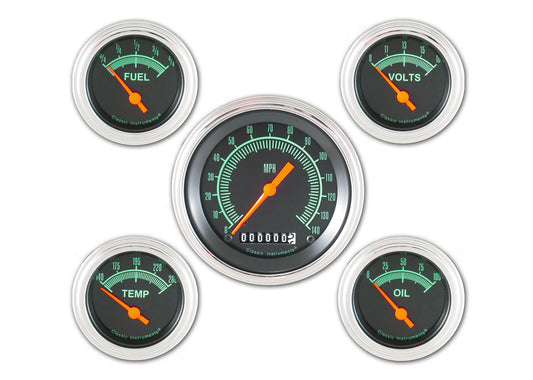 Classic Instruments CIGS00SLF G-Stock - 5 Gauge Set 3-3/8" Speedo, 2-1/18" Fuel, Oil, Temp, Volts