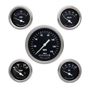 Classic Instruments CIHR00SLF Hot Rod - 5 Gauge Set 3-3/8" Speedo, 2-1/18" Fuel, Oil, Temp, Volts