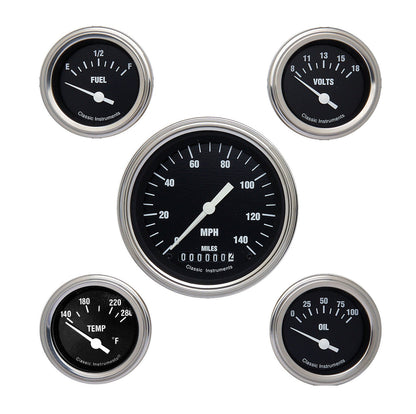 Classic Instruments CIHR00SLF Hot Rod - 5 Gauge Set 3-3/8" Speedo, 2-1/18" Fuel, Oil, Temp, Volts