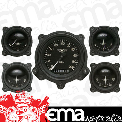 Classic Instruments CIMA00BLFBZ Moal Bomber Bezel - 5 Gauge Set 3-3/8" Speedo, 2-1/18" Fuel, Oil, Temp, Volts