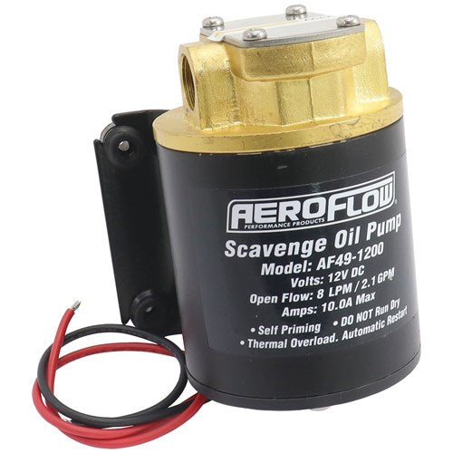 Aeroflow Performance Products AF49-1200 Electric Oil Transfer/Scavenge Gear Pump Flows up to 8 Litres Per Minute (2.1 Gallons Per Minute)