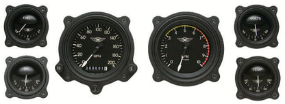 Classic Instruments CIMA01BLFBZ Moal Bomber Bezel - 6 Gauge Set 3-3/8" Speedo & Tacho, 2-1/18" Fuel, Oil, Temp, Volts