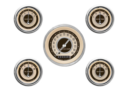 Classic Instruments CINT00SHC Nostalgia VT - 5 Gauge Set 3-3/8" Speedo, 2-1/18" Fuel, Oil, Temp, Volts