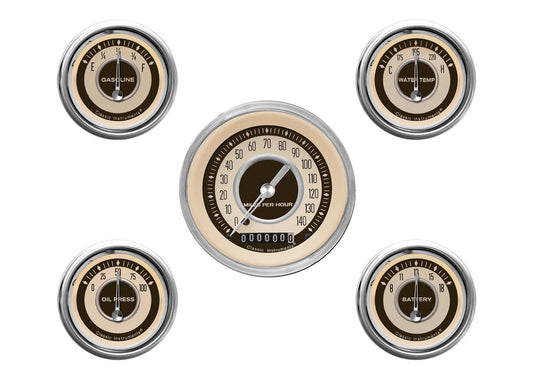 Classic Instruments CINT00SHC Nostalgia VT - 5 Gauge Set 3-3/8" Speedo, 2-1/18" Fuel, Oil, Temp, Volts