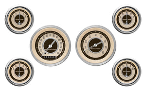Classic Instruments CINT01SHC Nostalgia VT - 6 Gauge Set 3-3/8" Speedo & Tacho, 2-1/18" Fuel, Oil, Temp, Volts